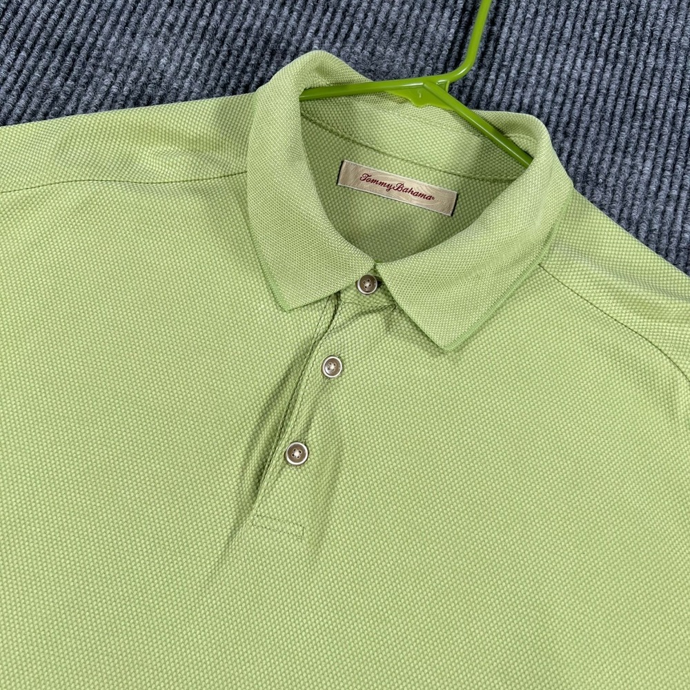 Tommy Bahama Polo Shirt Mens 2XL XXL Light Green Short Sleeve Casual Beach Golf